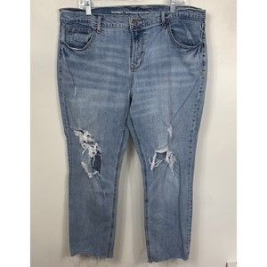 old navy boyfriend straight busted out knee raw hem jeans size 16